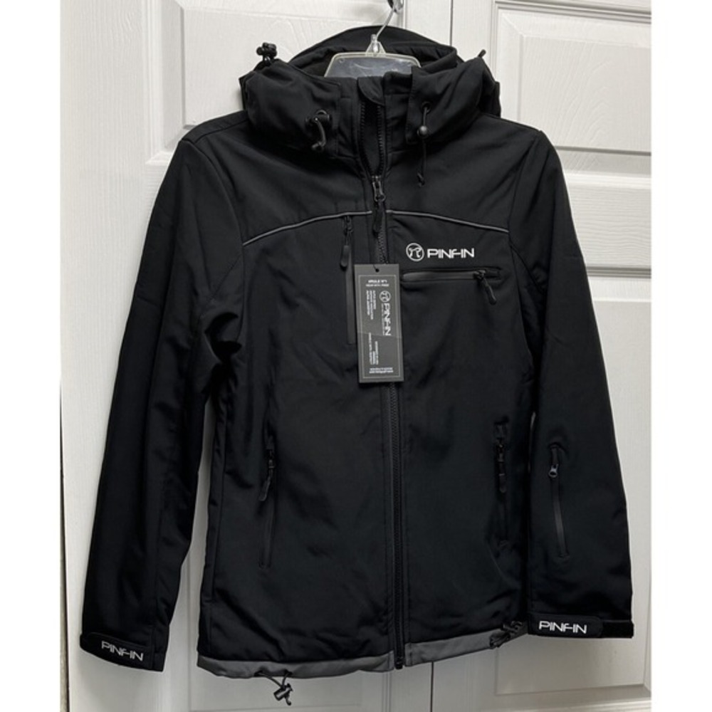 PinFin Black Windbreaker High Tech‎ Jacket Women's Small New